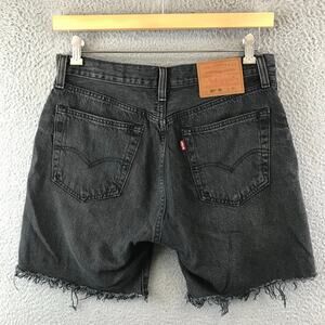 Levi's 501 Shorts Womens 32 Button Fly Cut Off Stretchy Gray Premium
